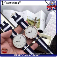 Yxl-621-Mode paar Uhren Edelstahl Case Nylon Nato Band Chronograph Quarzuhr
